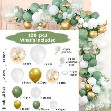 Sage Green Balloon Garland Kit - 128PCS for Events