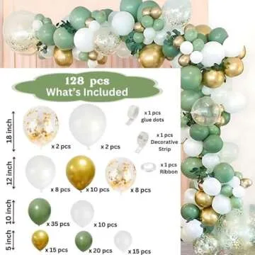 Sage Green Balloon Garland Kit - 128PCS for Events