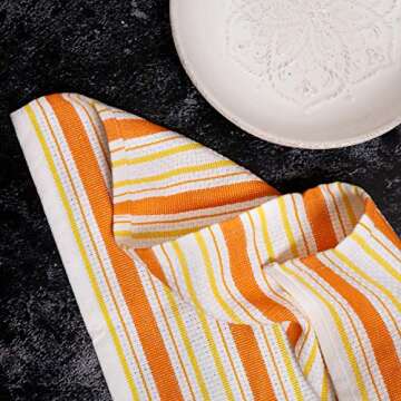 COTTON CRAFT Oversized Kitchen Towels - 4 Pack 100% Cotton Basketweave Tea Dish Towels - Absorbent Reusable Low Lint Quick Dry - Cooking Drying Restaurant Bar Cleaning Cloth Napkin -20x30 Coral Stripe