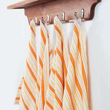 COTTON CRAFT Oversized Kitchen Towels - 4 Pack 100% Cotton Basketweave Tea Dish Towels - Absorbent Reusable Low Lint Quick Dry - Cooking Drying Restaurant Bar Cleaning Cloth Napkin -20x30 Coral Stripe