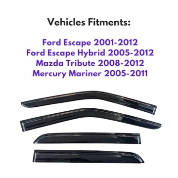 KPY Rain Guard Window Visors Compatible with Ford Escape, Mazda Tribute & Mercury Mariner (2001-2012...