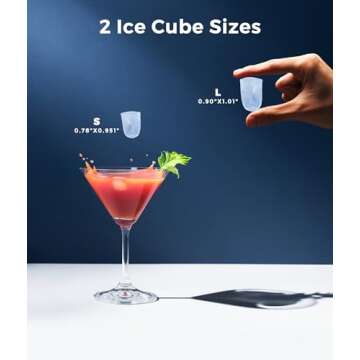 ecozy Ice Maker Countertop, 9 Cubes Ready in 6 Mins, 26 lbs per Day, Portable Ice Machine with Self-Cleaning, 2 Ice Sizes for Home, Kitchen, Camping, Office, RV, Cup Included, Black