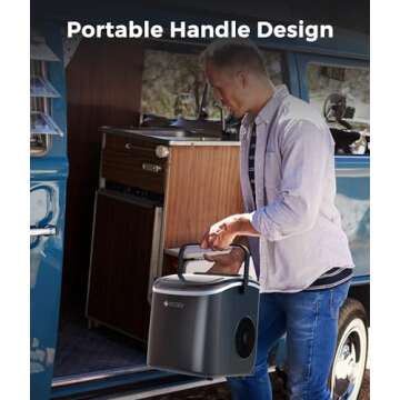 ecozy Ice Maker Countertop, 9 Cubes Ready in 6 Mins, 26 lbs per Day, Portable Ice Machine with Self-Cleaning, 2 Ice Sizes for Home, Kitchen, Camping, Office, RV, Cup Included, Black