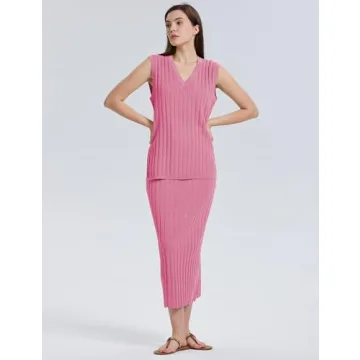 SCUSTY 2 Piece Women's Sweater Skirt Set in Rosered