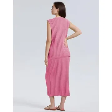 SCUSTY 2 Piece Women's Sweater Skirt Set in Rosered