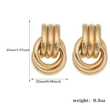 Gold Statement Earrings for Women Geometric Dangle Earrings Ginkgo Leaf Heart Flower Dangling Drop Earrings Gold Geometric Earrings for Women Prom Dress Jewerly 2024 (Q)