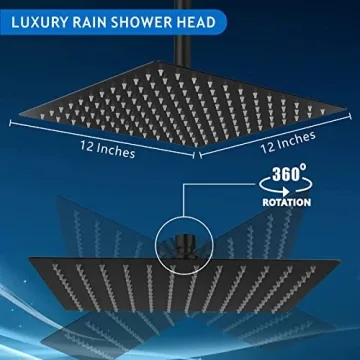 Voolan Rain Shower Head - Luxury 12" Stainless Steel