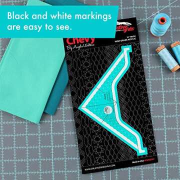 Creative Grids Machine Quilting Tool Chevy – CGRQTA7 – Made in USA, Non-Slip Grip Acrylic Quilti...