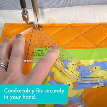 Creative Grids Machine Quilting Tool Chevy – CGRQTA7 – Made in USA, Non-Slip Grip Acrylic Quilting & Sewing Template Ruler for Free-Motion Quilt Patchwork Design on Domestic Sewing & Longarm Machines