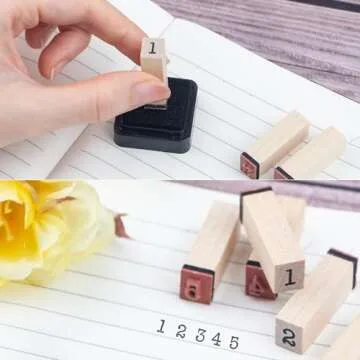 36 Pcs Small Wooden Rubber Stamps, Wooden Box Multipurpose Number Alphabet Letter Wood Rubber Stamp for Card Making, DIY Craft, Scrapbooking Supplie, etc
