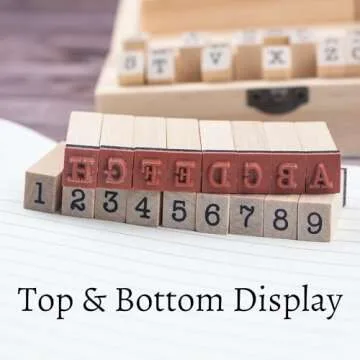 36 Pcs Small Wooden Rubber Stamps, Wooden Box Multipurpose Number Alphabet Letter Wood Rubber Stamp for Card Making, DIY Craft, Scrapbooking Supplie, etc