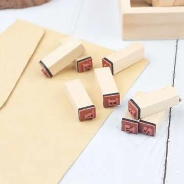 36 Pcs Small Wooden Rubber Stamps, Wooden Box Multipurpose Number Alphabet Letter Wood Rubber Stamp for Card Making, DIY Craft, Scrapbooking Supplie, etc