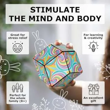 SHASHIBO Seasonal Easter - Shape Shifting Box - Award-Winning, Patented Magnetic Puzzle Cube w/ 36 Rare Earth Magnets - Fidget Transforms Into Over 70 Shapes (Pastel Watercolor) - Limited Edition