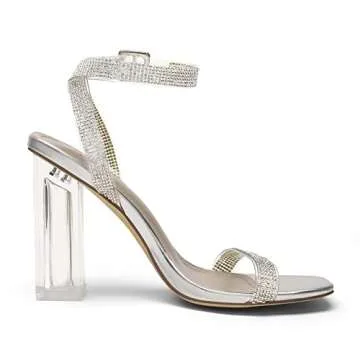 DREAM PAIRS Chunky Clear High Heels Sandals for Parties