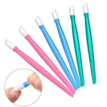 BBTO 30 Pcs Rubber Cuticle Pusher Silicone Cuticle Pusher Small Plastic Handle Tipped Sticks Mini Nail Cleaner Colored Nail Art Tool for Men and Women(Assorted Colors)