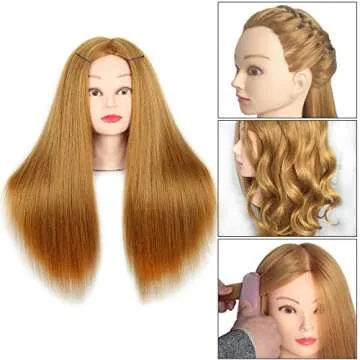 20 Inch Mannequin Head Hair Styling 60% Human Hair Training Head Manikin Cosmetology Doll Head Hair ...