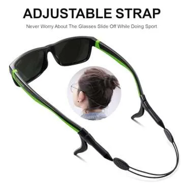 ACBLUCE Kids Polarized Sunglasses Boys Girls Child Teen Youth Sport TPEE Unbreakable Frame with Adjustable Strap for Age 6-12