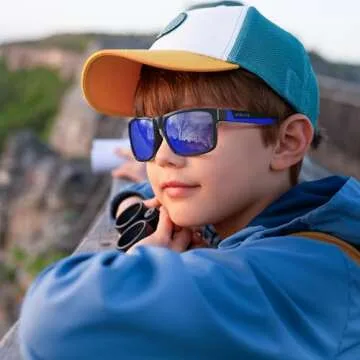 ACBLUCE Kids Polarized Sunglasses Boys Girls Child Teen Youth Sport TPEE Unbreakable Frame with Adjustable Strap for Age 6-12