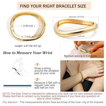 Elegance 11 designs Gold Cuff Bangle Bracelets For Women Chunky Trendy Hinged Cuff Open Wide Gold Br...