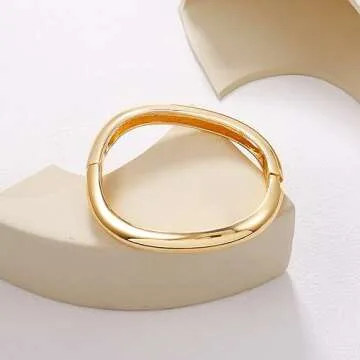 Elegance 11 designs Gold Cuff Bangle Bracelets For Women Chunky Trendy Hinged Cuff Open Wide Gold Bracelet Irregular Minimalist Jewelry Gift