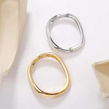 Elegance 11 designs Gold Cuff Bangle Bracelets For Women Chunky Trendy Hinged Cuff Open Wide Gold Bracelet Irregular Minimalist Jewelry Gift