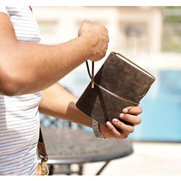 Heart Leather Journal for Women - Handmade Leather Bound Journal Notebook with Embossed Heart Cover - Love Journal for Daily Drawing & Sketching - Perfect 7 x 5 Inches Size for Travel or Writing