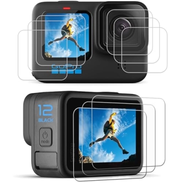 PCTC 9pcs Screen Protector for GoPro Hero 12/11/10/9, Ultra Clear Tempered Glass Set