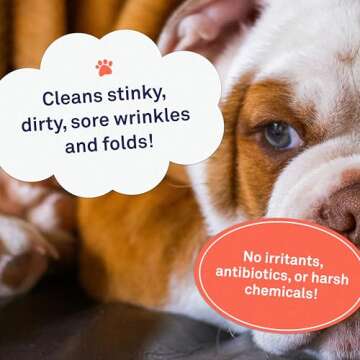 Petpost | Bulldog Wrinkle Wipes for Dogs - 100 Wipes - Cleans & Soothes Wrinkles and Pug Folds with ...