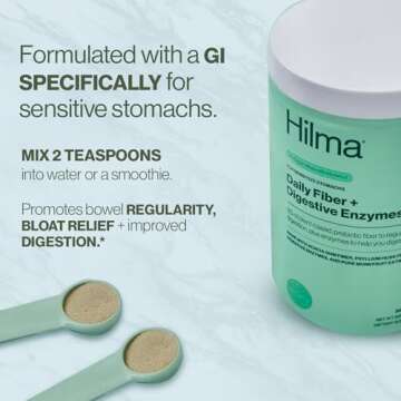 Hilma Daily Fiber and Digestive Enzymes, Fiber Supplement Powder with Prebiotics and Enzymes Formula...