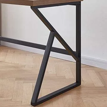 HSH Minimalist PC Desk, Industrial Home Office Desk, Sturdy Wood and Metal Desk, Rustic Vintage Oak 55 Inch Work Study Writing Desks Computer Table for Living Room Bedroom