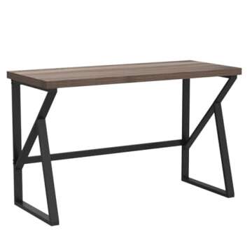 HSH Minimalist PC Desk, Industrial Home Office Desk, Sturdy Wood and Metal Desk, Rustic Vintage Oak 55 Inch Work Study Writing Desks Computer Table for Living Room Bedroom