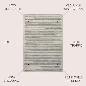 JONATHAN Y MOH207C-8 Khalil Modern Berber Stripe Area Rug, Contemporary, Bohemian, Scandinavian, Min...