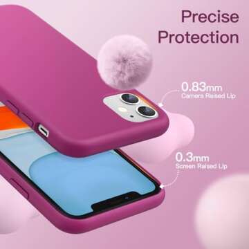 JETech Silicone Case for iPhone 11 (2019) 6.1-Inch, Silky-Soft Touch Full-Body Protective Case, Shockproof Cover with Microfiber Lining (Dragon Fruit)