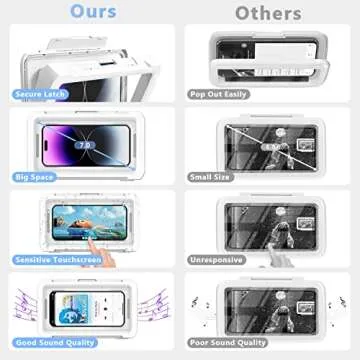 URROY Shower Phone Holder Waterproof, 360° Rotation Shower Phone Case, Anti-Fog High Sensitivity Universal Cover Mount Stand for Bathroom Wall Mirror Bathtub Kitchen, Gift for Men Women