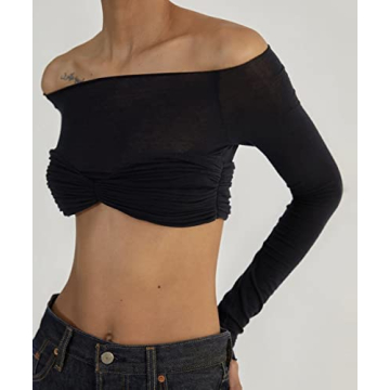 MISSACTIVER Women's Off Shoulder Crop Top - Stylish & Chic