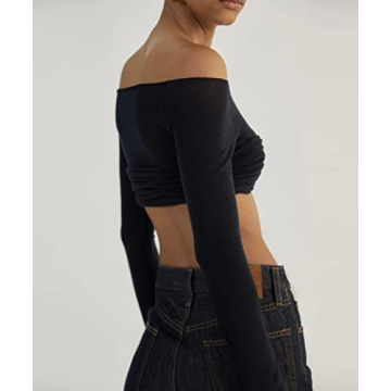 MISSACTIVER Women's Off Shoulder Crop Top - Stylish & Chic