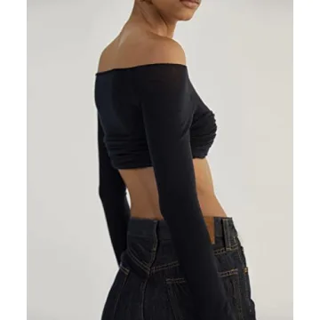 MISSACTIVER Women's Off Shoulder Crop Top - Stylish & Chic