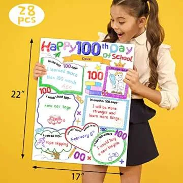 Fancy Land 100th Day Coloring Posters for Classroom Fun