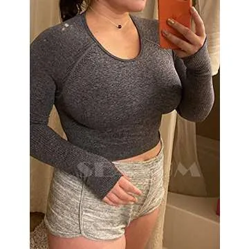 SEASUM Seamless Women Workout Crop Top Fitness Shirt