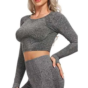 SEASUM Seamless Women Workout Crop Top Fitness Shirt