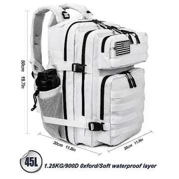 LHI Military Tactical Backpack for Men and Women 45L Army 3 Days Assault Pack Bag Large Rucksack with Molle System