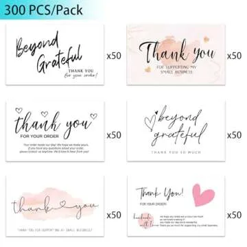 300PCS Thank You For Supporting My Business Cards, 6 Styles-2" x 3.5" Small Customer Appreciation Ca...