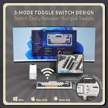 KZZI K75 PRO RGB 75% Wireless Gasket Mechanical Keyboard, Triple Mode BT5.0/2.4G/USB-C 82 Keys Hot Swappable Gaming Keyboard w/Knob & Power Display, Custom Tactile Switches, Black White