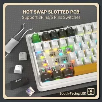 KZZI K75 PRO RGB 75% Wireless Gasket Mechanical Keyboard, Triple Mode BT5.0/2.4G/USB-C 82 Keys Hot Swappable Gaming Keyboard w/Knob & Power Display, Custom Tactile Switches, Black White