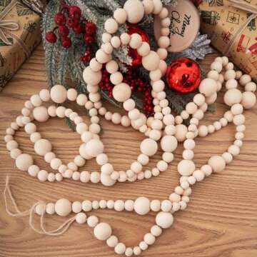 Beautiful 2 Pieces Wooden Beaded Garland for Rustic Decor