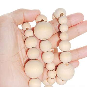 Beautiful 2 Pieces Wooden Beaded Garland for Rustic Decor