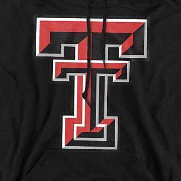 Texas Tech University Official Distressed Primary Unisex Adult Pull-Over Hoodie,Black, X-Large