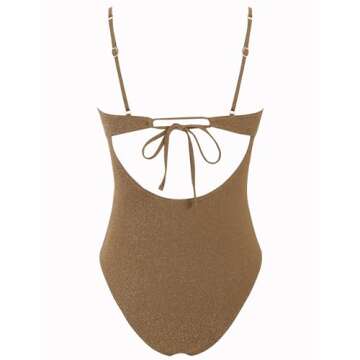 ZAFUL Womens One Piece Swimsuit Shiny Metallic Sexy Cut Out Cheeky Bathing Suit Padded Tummy Control...