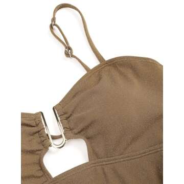 ZAFUL Women's Metallic Shiny One Piece Swimsuit