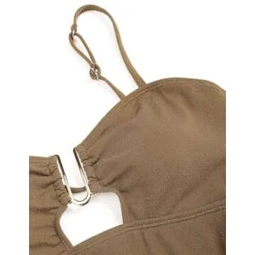 ZAFUL Women's Metallic Shiny One Piece Swimsuit